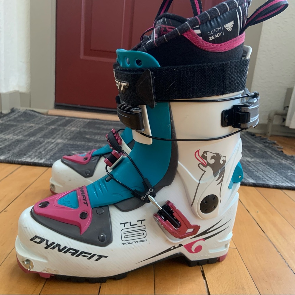 Women's White Teal Pink Ski Boots - TLT 6